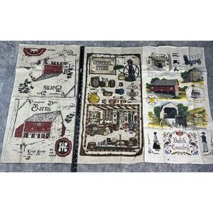 3 Vintage Kay Dee Linen Hand Towels Pennsylvania Dutch Amish Barn General‎ Store